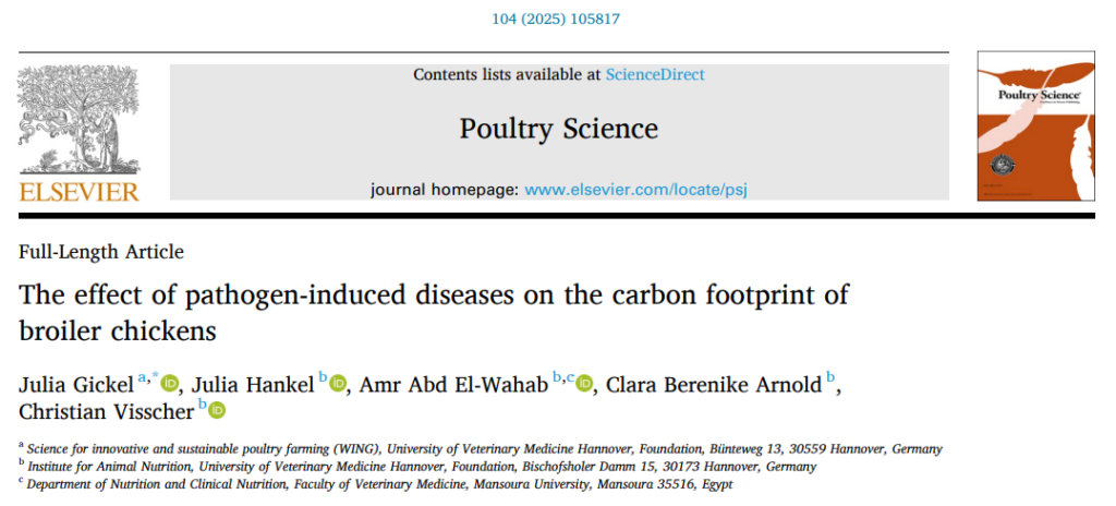 The effect of pathogen‑induced diseases on the carbon footprint of broiler chickens.